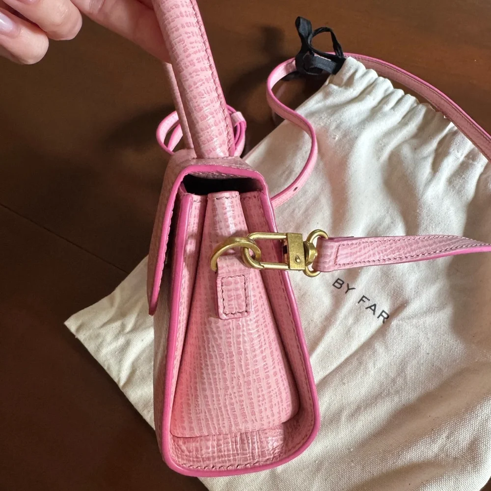 BY FAR Pink Mini Bag with Removable Crossbody Strap & Dustbag - Picture 3 of 5